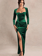 Fay | Bottle Green Velvet Corset Style Knot Maxi Dress - thumbnail 4