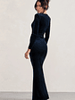 Fay | Navy Velvet Corset Style Knot Maxi Dress - thumbnail 2