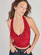 Glitzy Chic Cropped Rhinestone Halter Top - thumbnail 4
