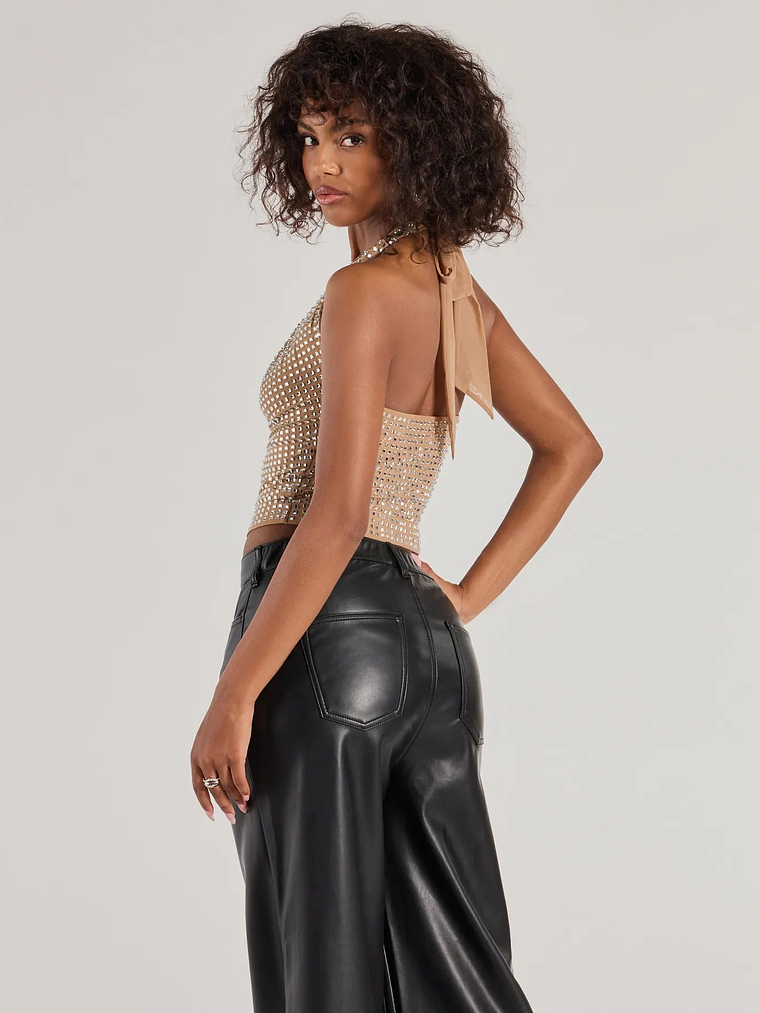 Glitzy Chic Cropped Rhinestone Halter Top 5