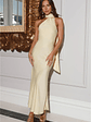 Girl Gleam Satin Maxi Dress Yellow - thumbnail 1