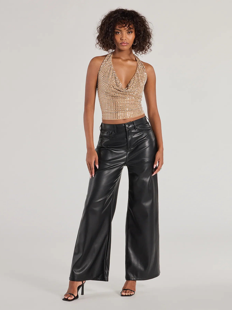 Glitzy Chic Cropped Rhinestone Halter Top 6