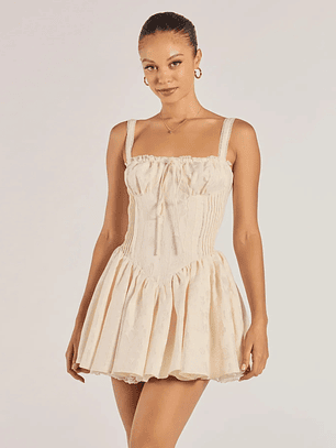 Flirt It Up Floral Jacquard Satin Corset Skater Dress