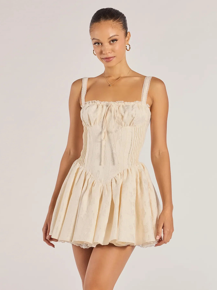 Flirt It Up Floral Jacquard Satin Corset Skater Dress 1