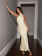 Girl Gleam Satin Maxi Dress Yellow - thumbnail 2