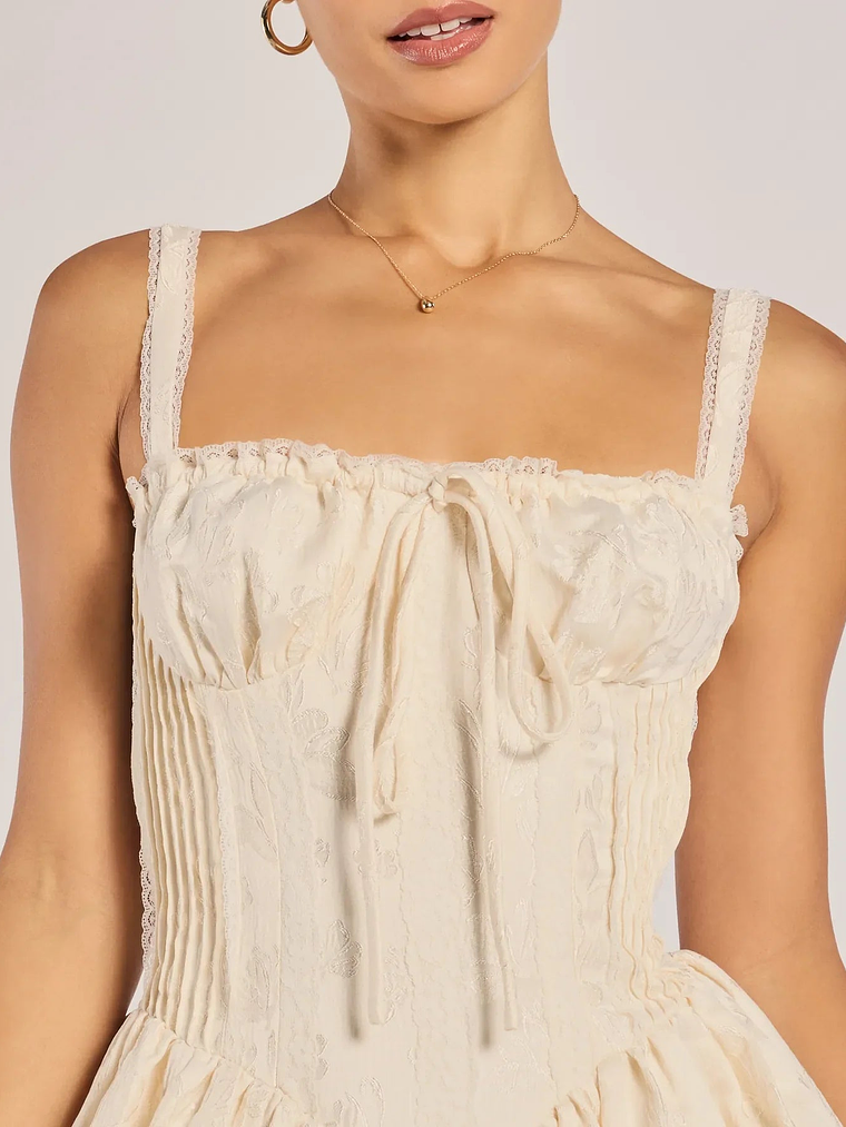 Flirt It Up Floral Jacquard Satin Corset Skater Dress 4