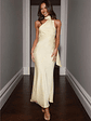 Girl Gleam Satin Maxi Dress Yellow - thumbnail 6