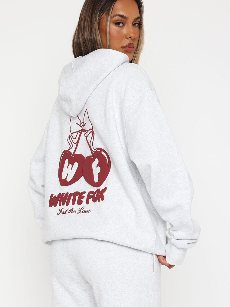 Feel The Love Oversized Hoodie Grey Marle 4