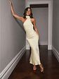Girl Gleam Satin Maxi Dress Yellow - thumbnail 8
