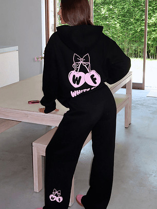 Feel The Love Wide Leg Sweatpants Black