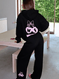 Feel The Love Wide Leg Sweatpants Black - thumbnail 1