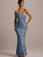 Evabeth | Powder Blue Sequin Strapless Maxi Dress - thumbnail 1