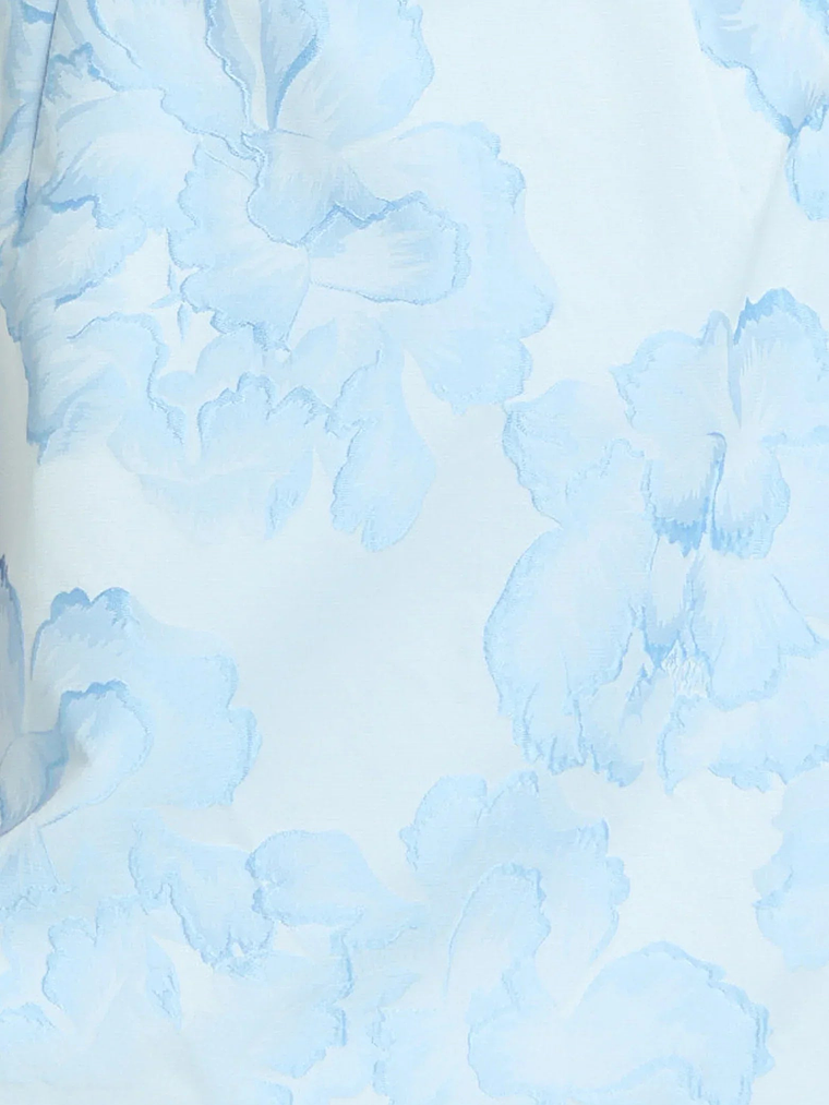 Gabbie Mini Dress Jacquard Halter Fit And Flare Dress in Blue 6