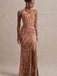 Florica | Zebra Print Mesh Asymmetric Maxi Dress With Split - thumbnail 1
