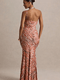 Florica | Zebra Print Mesh Asymmetric Maxi Dress With Split - thumbnail 2