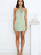 Exclusive Parties Halter Satin Mini Dress Sage  USD$69.00 - thumbnail 5