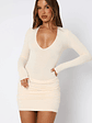Feel Your Touch Long Sleeve Mini Dress Cream - thumbnail 3