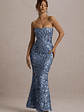 Evabeth | Powder Blue Sequin Strapless Maxi Dress - thumbnail 5