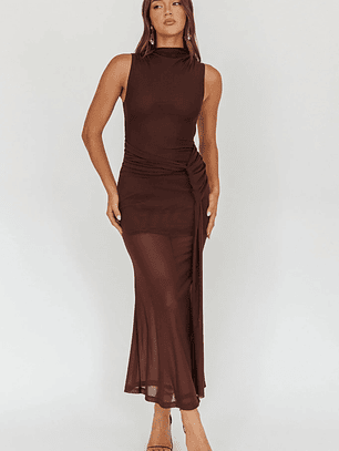 Girl's Night Waist Sash Maxi Dress Chocolate