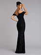 Evelina Mesh Velvet Mermaid Formal Dress - thumbnail 2