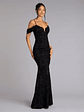 Evelina Mesh Velvet Mermaid Formal Dress - thumbnail 4