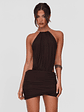 Evanna Mini Dress - Brown : Chocolate - thumbnail 5