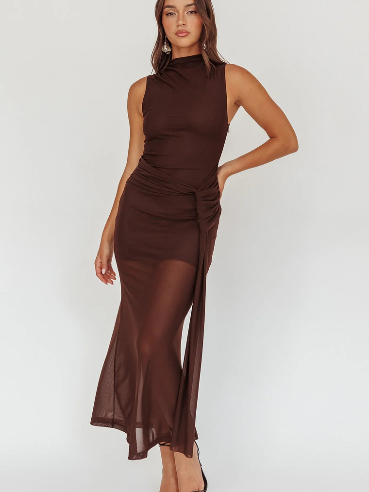 Girl's Night Waist Sash Maxi Dress Chocolate 5
