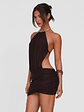 Evanna Mini Dress - Brown : Chocolate - thumbnail 6