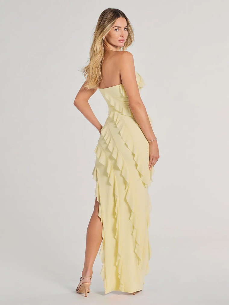 Gabby Formal Mesh Strapless Ruffle Long Dress 3