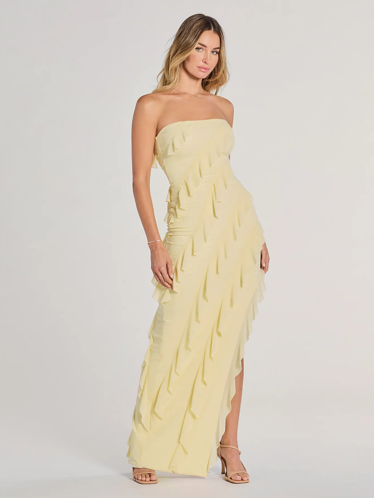 Gabby Formal Mesh Strapless Ruffle Long Dress 5