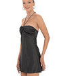 Flower Satin Halter Dress in Black - thumbnail 3