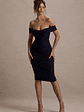 Gratitude | Navy Off The Shoulder Ruched Midi Dress - thumbnail 4