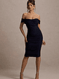 Gratitude | Navy Off The Shoulder Ruched Midi Dress - thumbnail 5