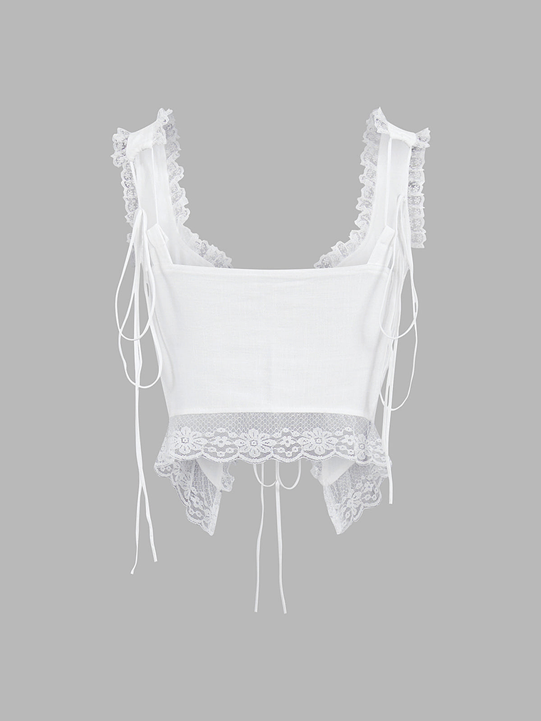Fly Away Fairytale Lace Trim Crop Cami Top 2