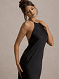 Frida | Black Satin Halter-Neck Backless Maxi Dress - thumbnail 3