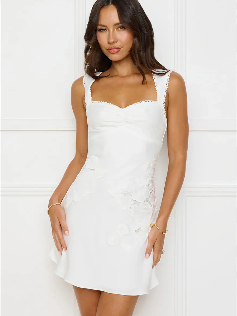 Exotic Flair Satin Mini Dress White 5