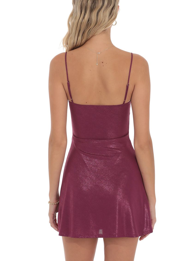 Foil Embellished Dress in Plum 2