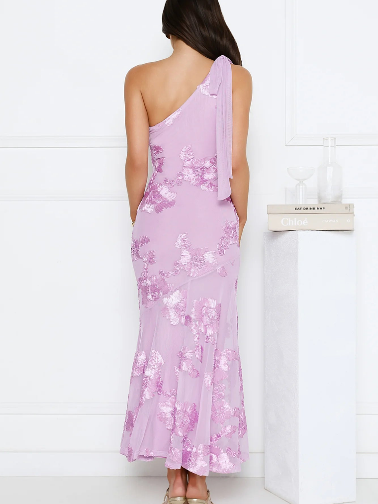 Glossy Girl One Shoulder Mesh Maxi Dress 18