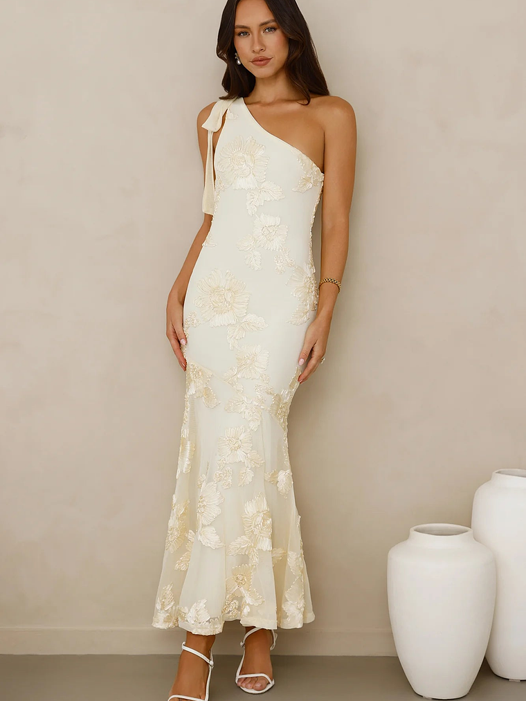 Glossy Girl One Shoulder Mesh Maxi Dress 20