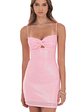 Foil Front Twist Bodycon Dress in Pink - thumbnail 1