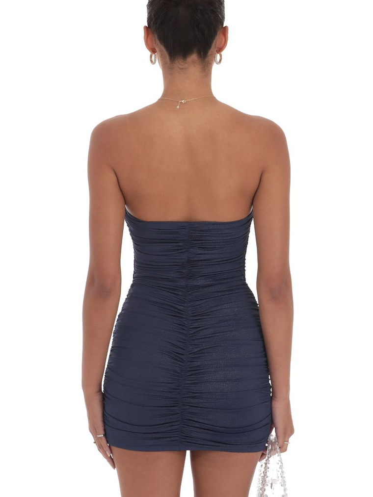 Foiled Corset Bodycon Dress in Navy 2