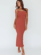Frieda Cowl Neck Side Split Ribbed Midi Dress Rust - thumbnail 7