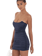 Foiled Corset Bodycon Dress in Navy - thumbnail 3