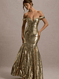 Guest Of Honour | Gold Sequin Bardot Maxi Dress - thumbnail 1