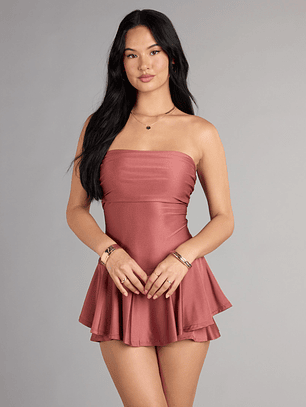 Frill Seeker Strapless Knit Romper