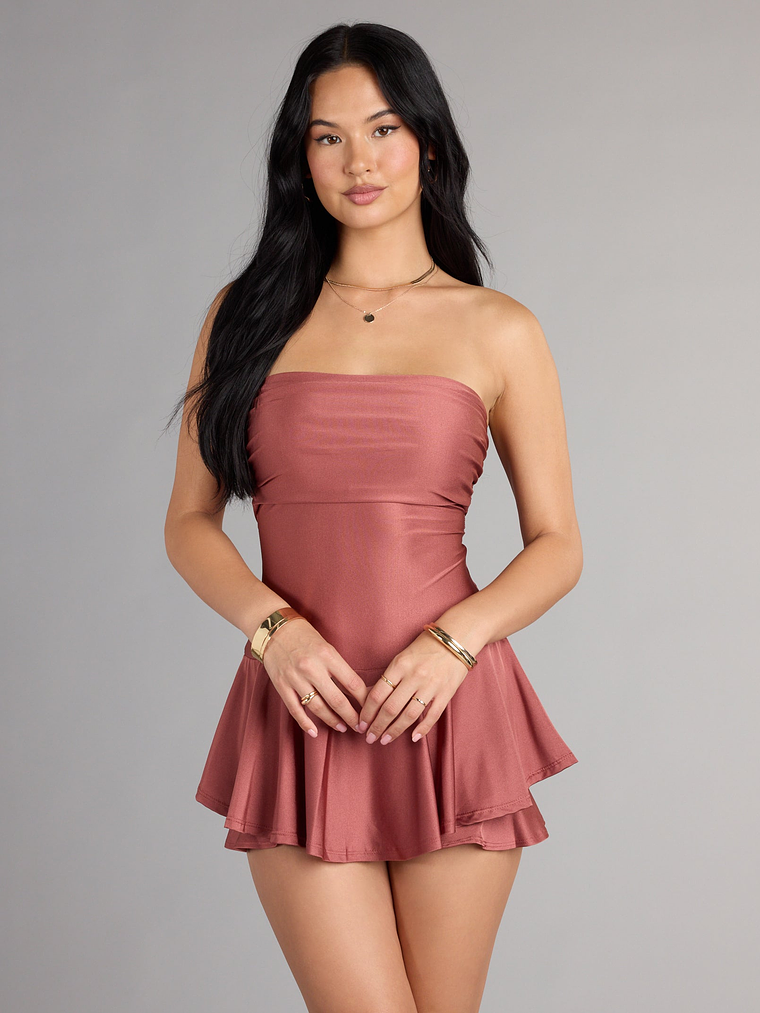 Frill Seeker Strapless Knit Romper 1