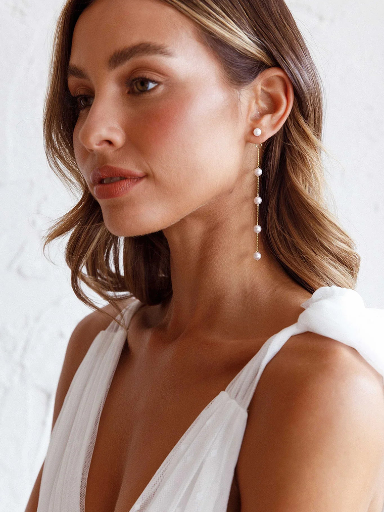 Gaia Pearl Drop Earrings Gold 2