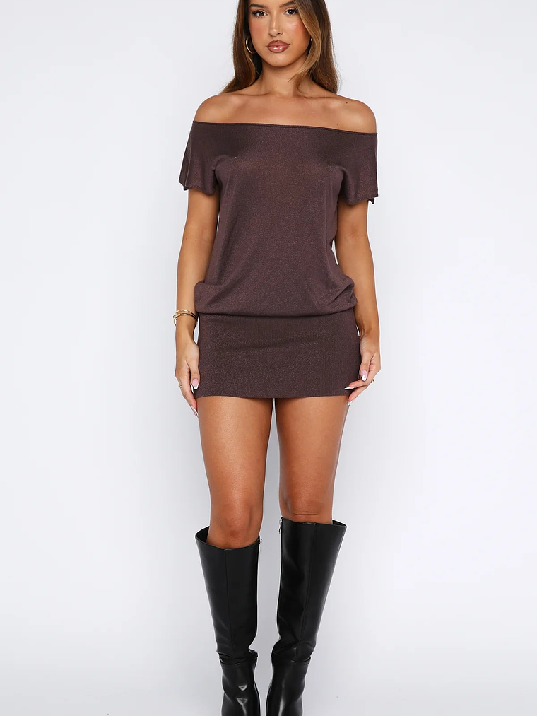 Following My Instincts Mini Dress Chocolate 5