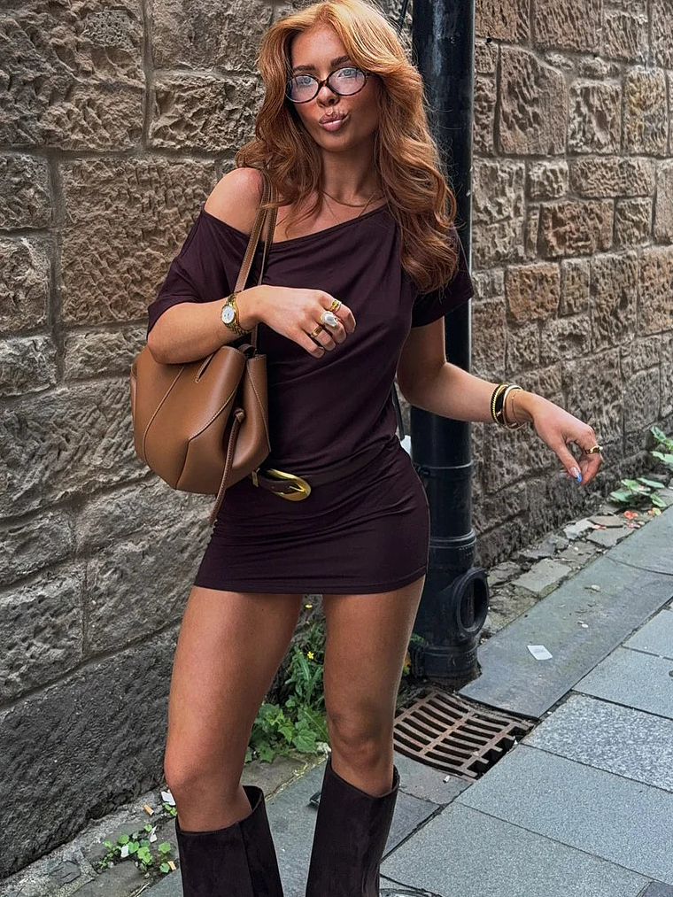 Following My Instincts Mini Dress Chocolate 6