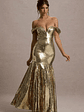 Guest Of Honour | Gold Sequin Bardot Maxi Dress - thumbnail 4